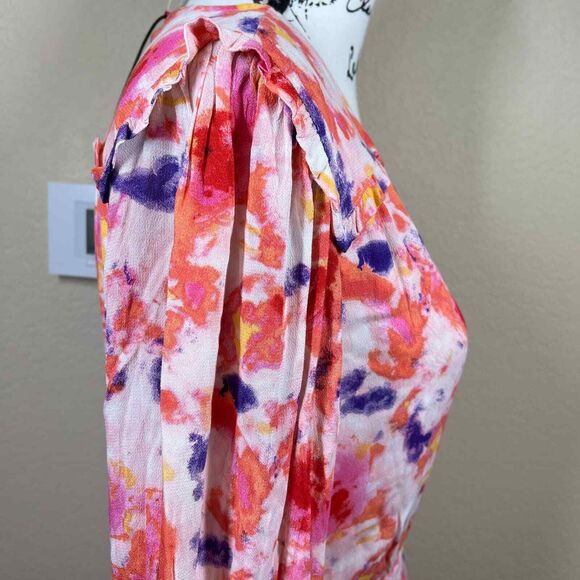 Betsey Johnson pink dress floral side ruched long sleeve size 8 soft girl barbie - Picture 15 of 16